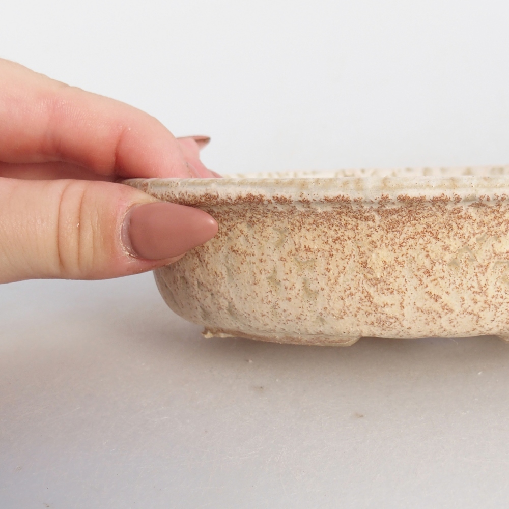 Ceramic bonsai bowl 15 x 10,5 x 3,5 cm, colour beige