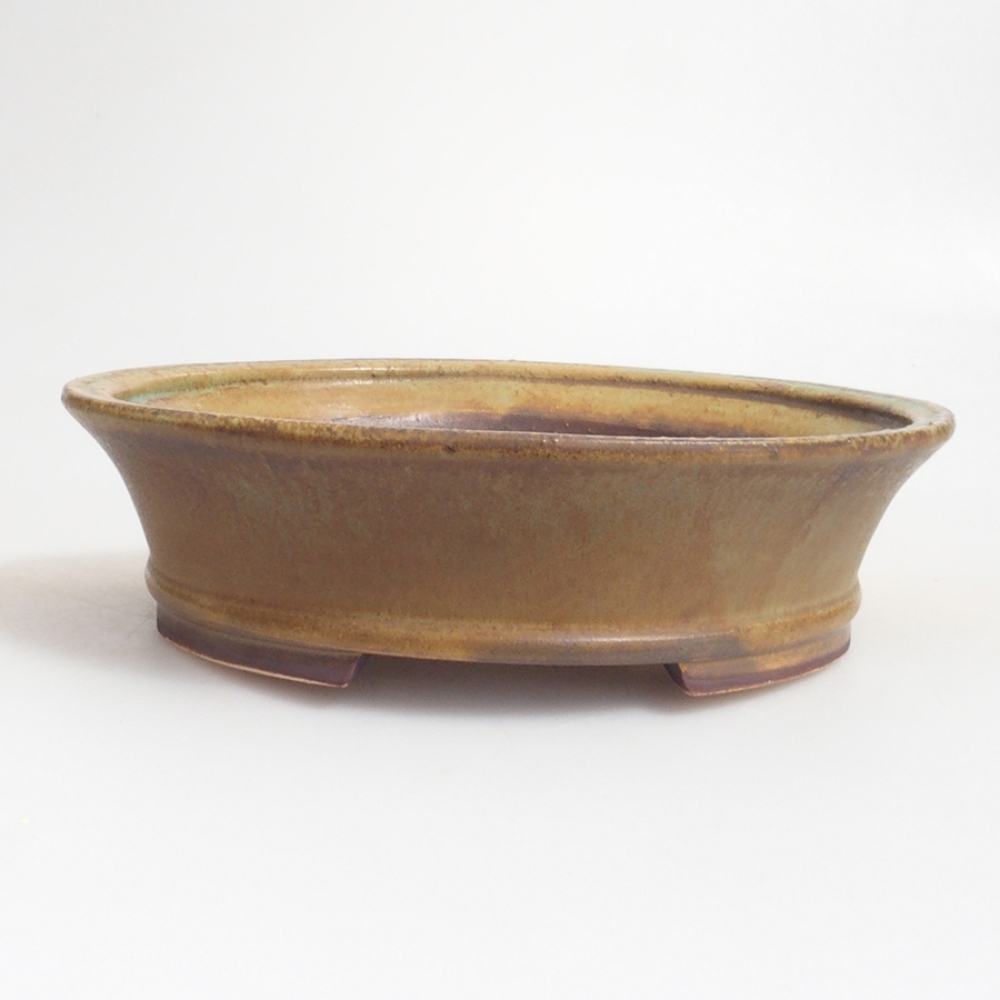 Ceramic bonsai bowl 17 x 15,5 x 4,5 cm, color green
