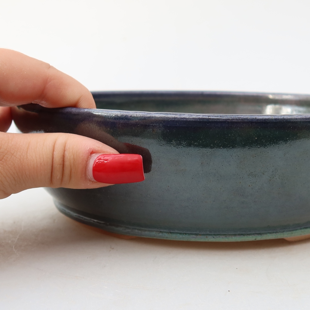 Ceramic bonsai bowl 19 x 19 x 6 cm, colour blue
