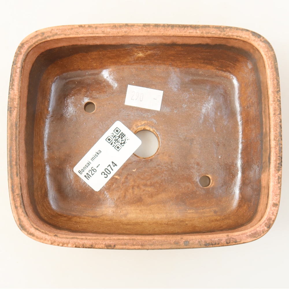 Ceramic bonsai pot, 14 x 11.5 x 4.5 cm, pink