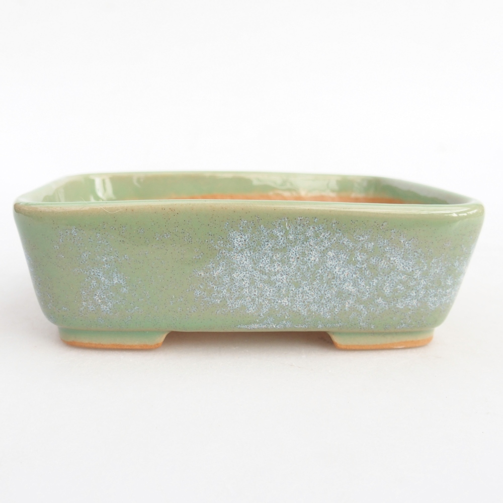 Ceramic bonsai bowl 12,5 x 9,5 x 3,5 cm, green