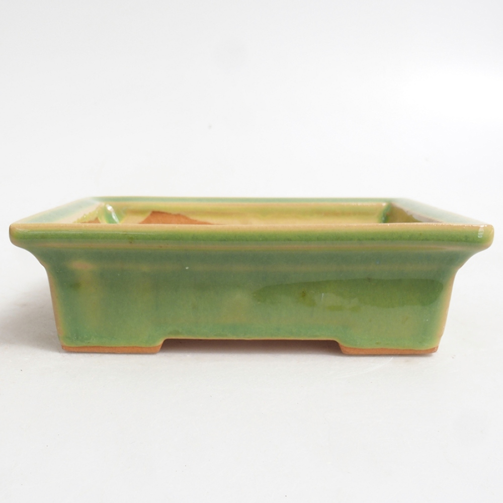 Ceramic bonsai bowl 13 x 10 x 4 cm, color green