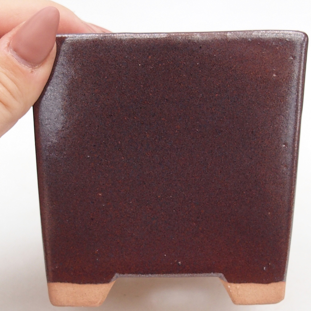 Ceramic bonsai bowl 9 x 9 x 8,5 cm, colour burgundy