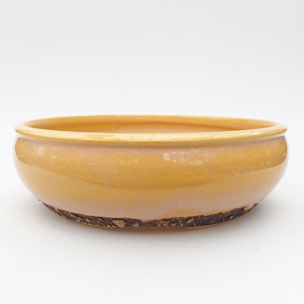 Ceramic bonsai bowl 22 x 22 x 6,5 cm, color yellow