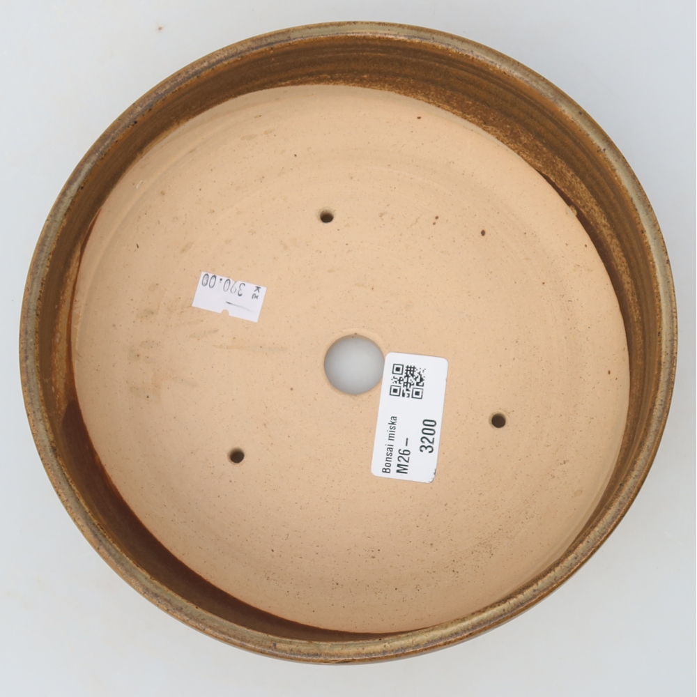Ceramic bonsai pot, 18 x 18 x 6 cm, brown