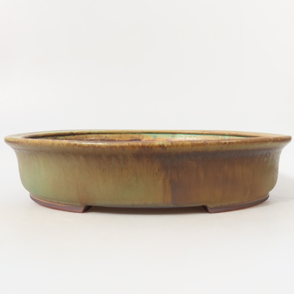 Ceramic bonsai bowl 26,5 x 23,5 x 5,5 cm, green