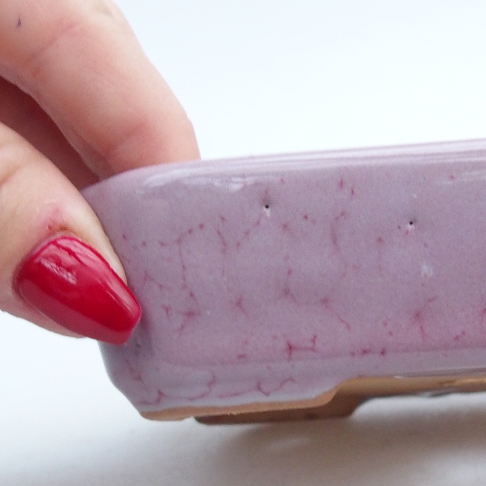 Ceramic bonsai bowl 12 x 9 x 3 cm, pink