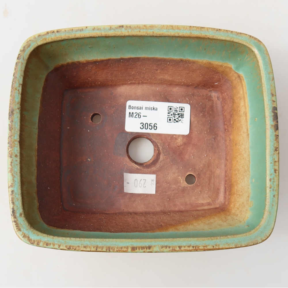Ceramic bonsai pot, 15 x 12.5 x 5.5 cm, green