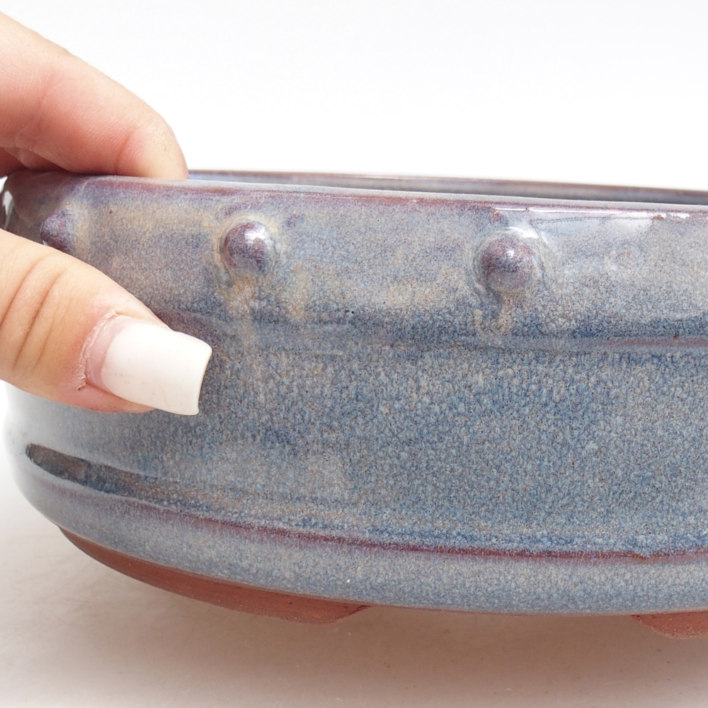 Ceramic bonsai bowl 19,5 x 19,5 x 6,5 cm, colour blue