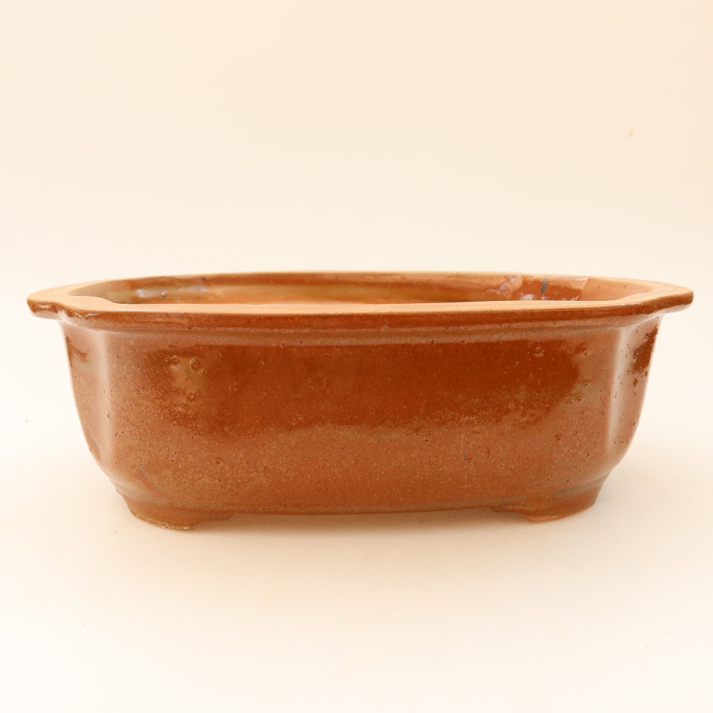 Ceramic bonsai pot, 22.5 x 17.5 x 7.5 cm, brown