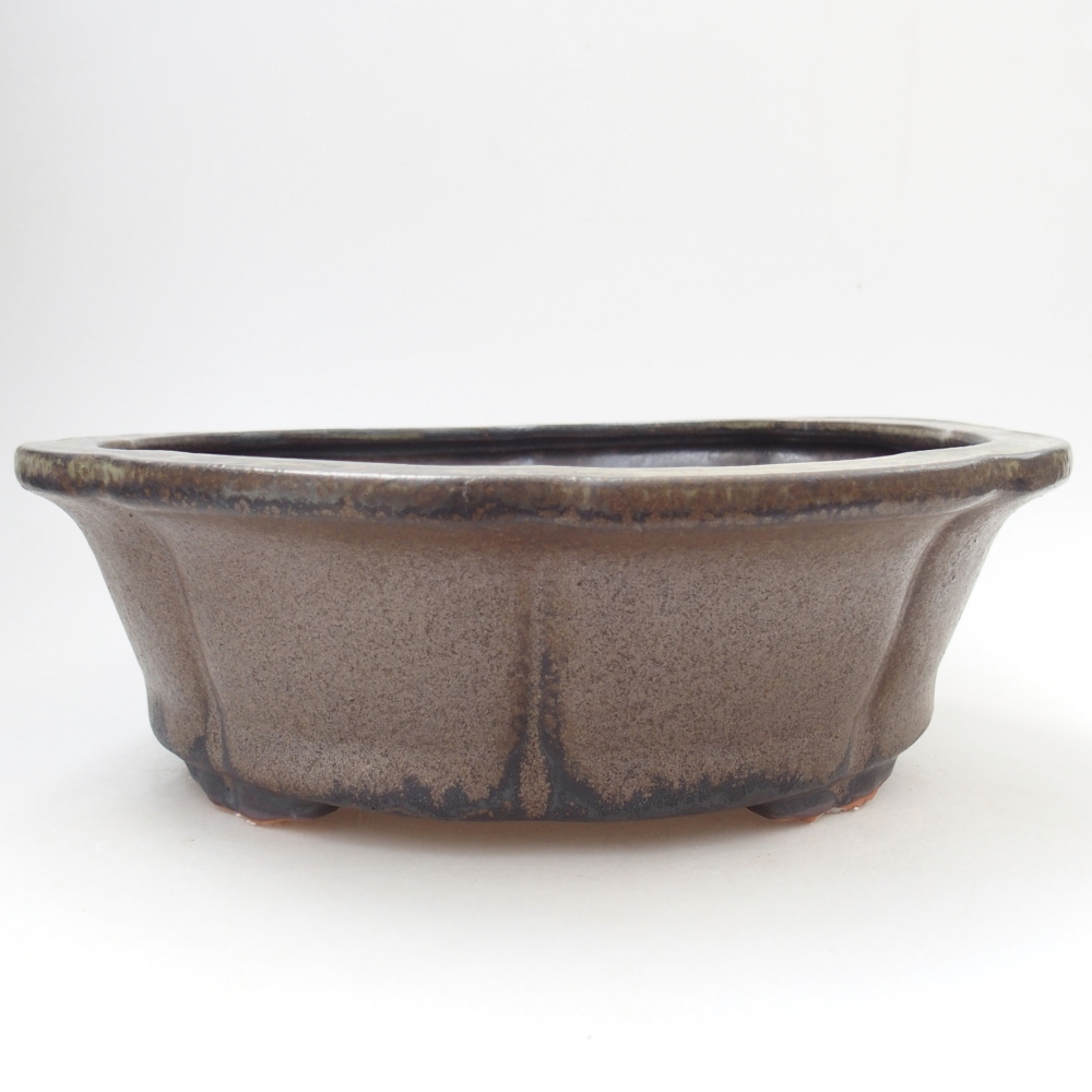 Ceramic bonsai bowl 26,5 x 26,5 x 8 cm, brown