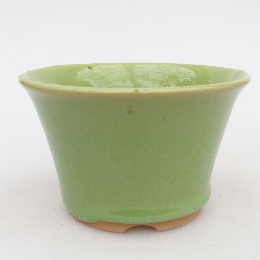 Ceramic bonsai bowl 11 x 11 x 7 cm, green