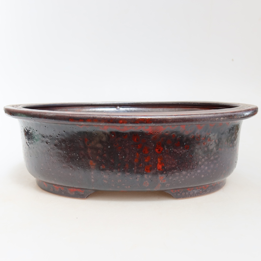 Ceramic bonsai pot, 26 x 22 x 8 cm, metallic red