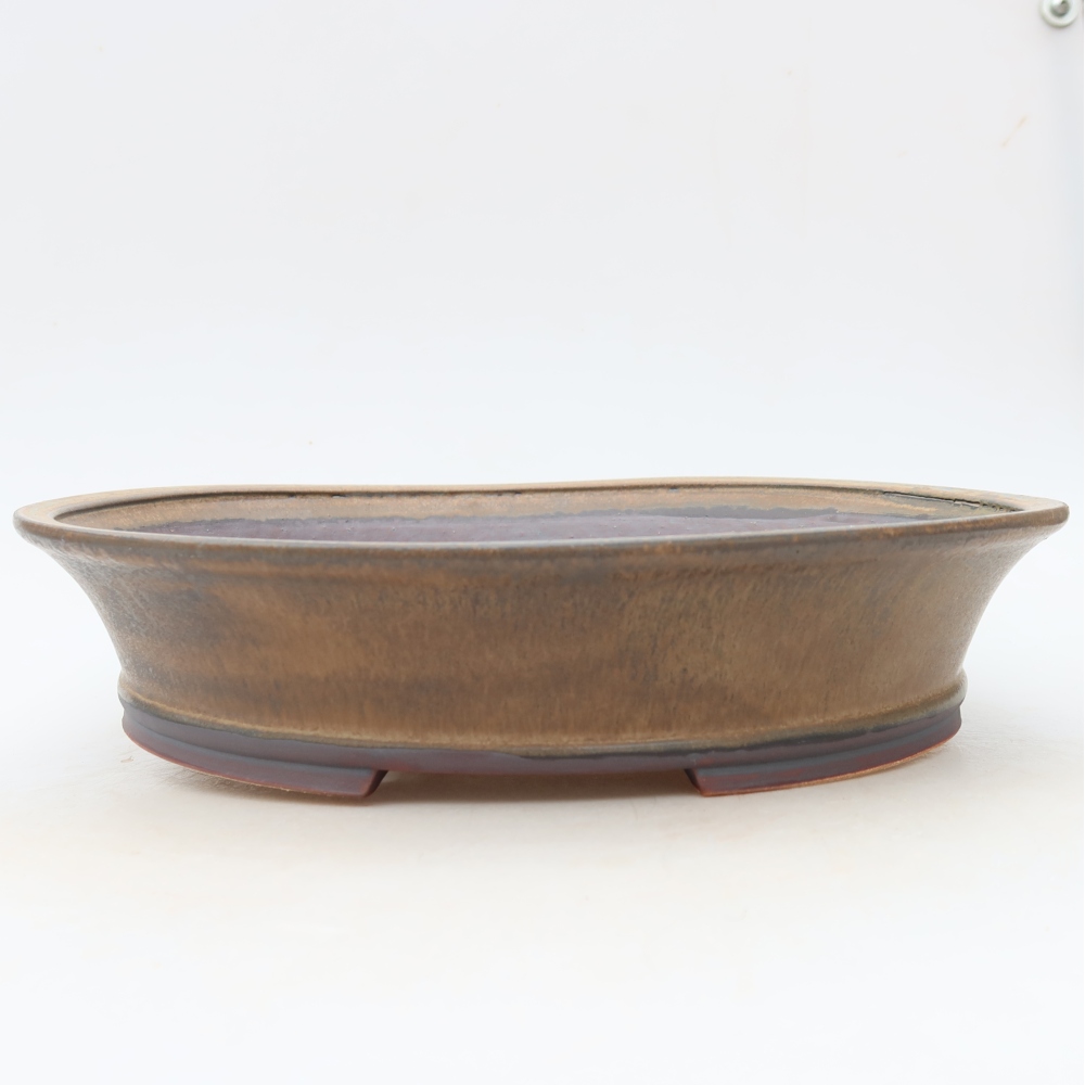 Ceramic bonsai pot, 27 x 24.5 x 6 cm, brown