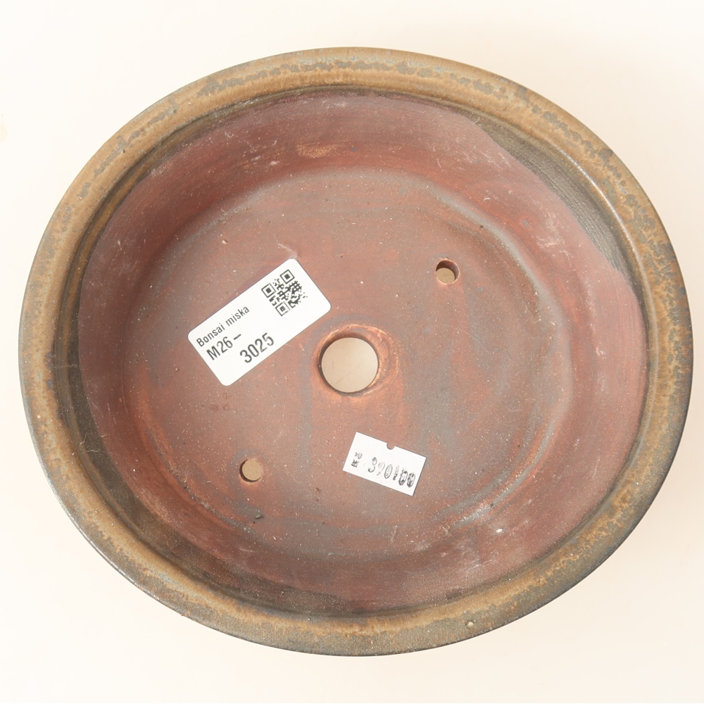 Ceramic bonsai pot, 17.5 x 16.5 x 4.5 cm, brown