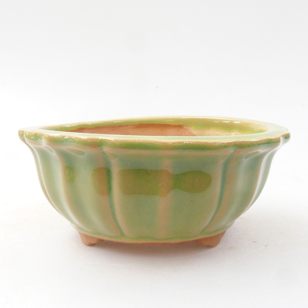 Ceramic bonsai bowl 11 x 11 x 5 cm, color green
