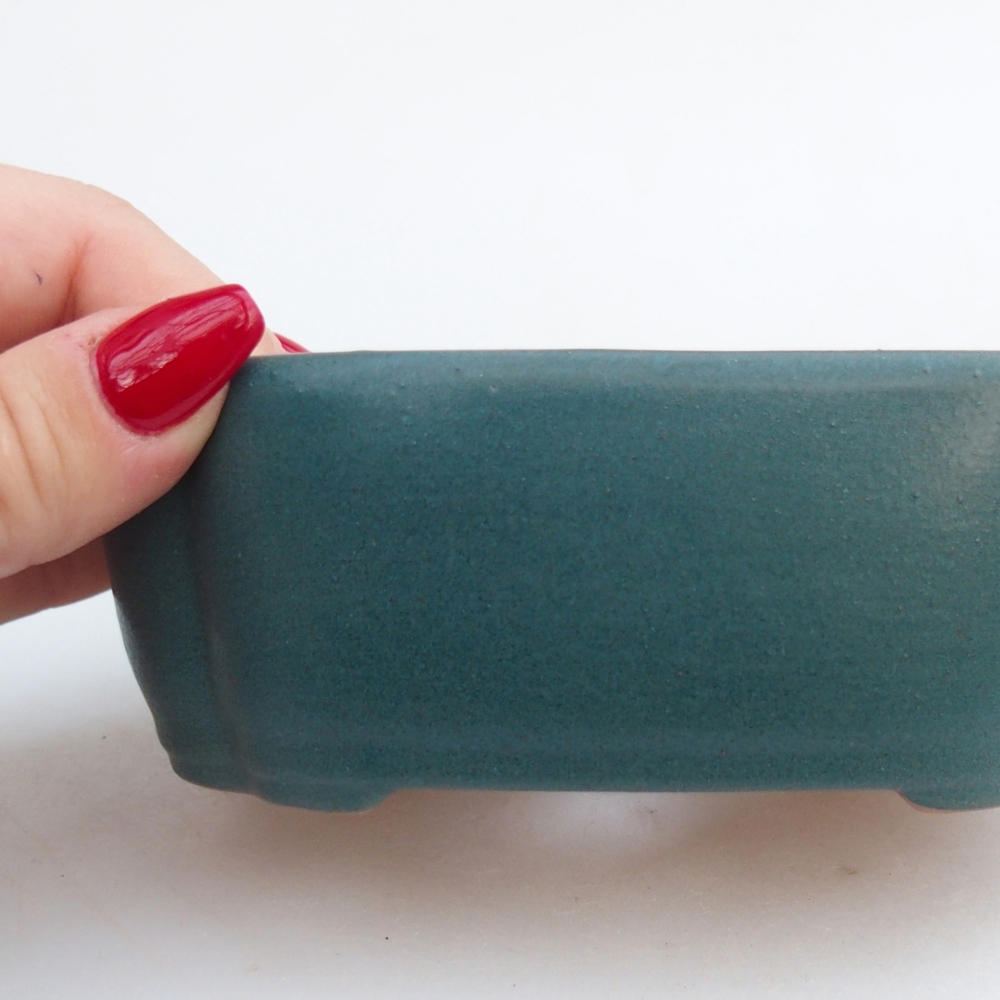 Ceramic bonsai bowl 12,5 x 9,5 x 4,5 cm, colour blue