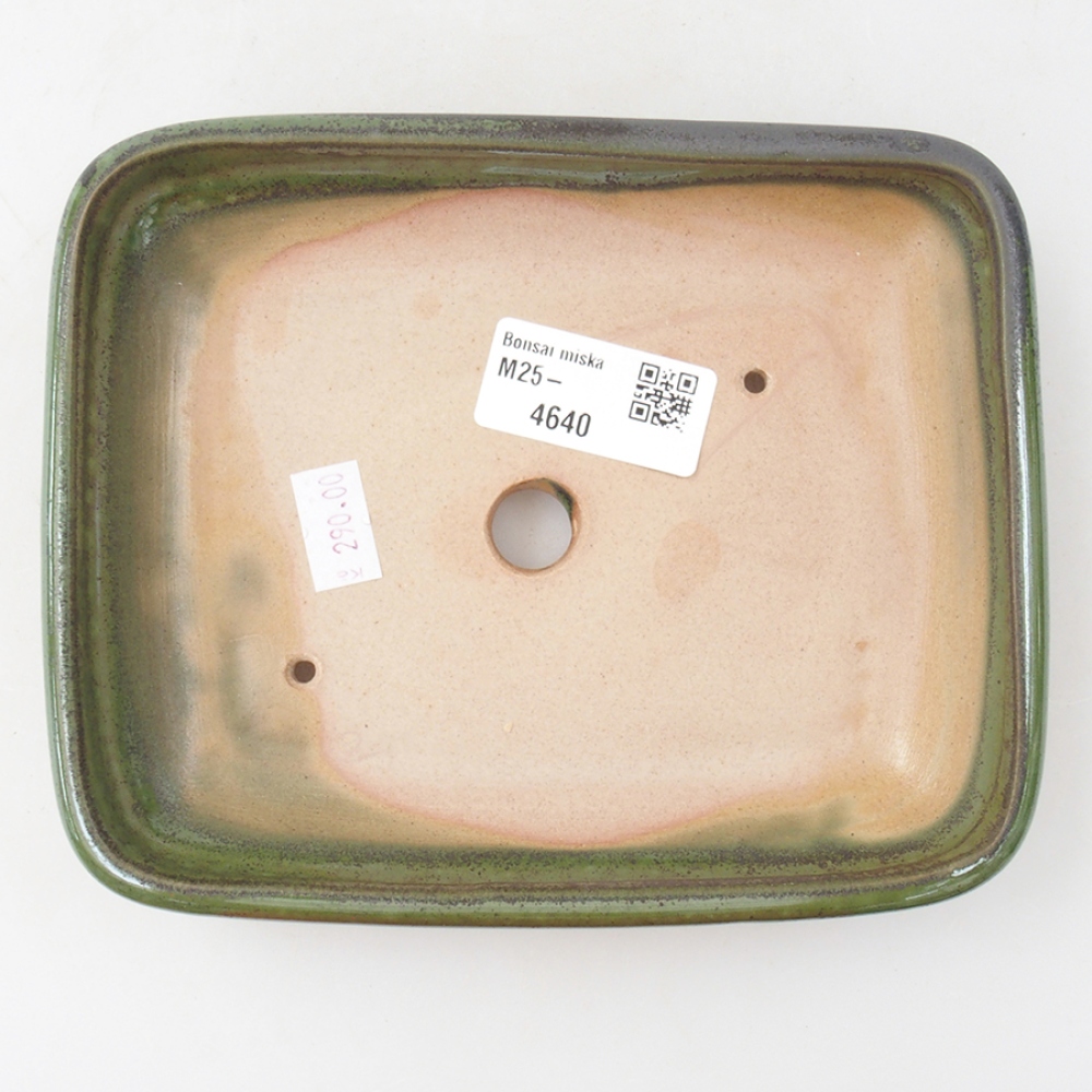 Ceramic bonsai bowl 17 x 13,5 x 3,5 cm, color green