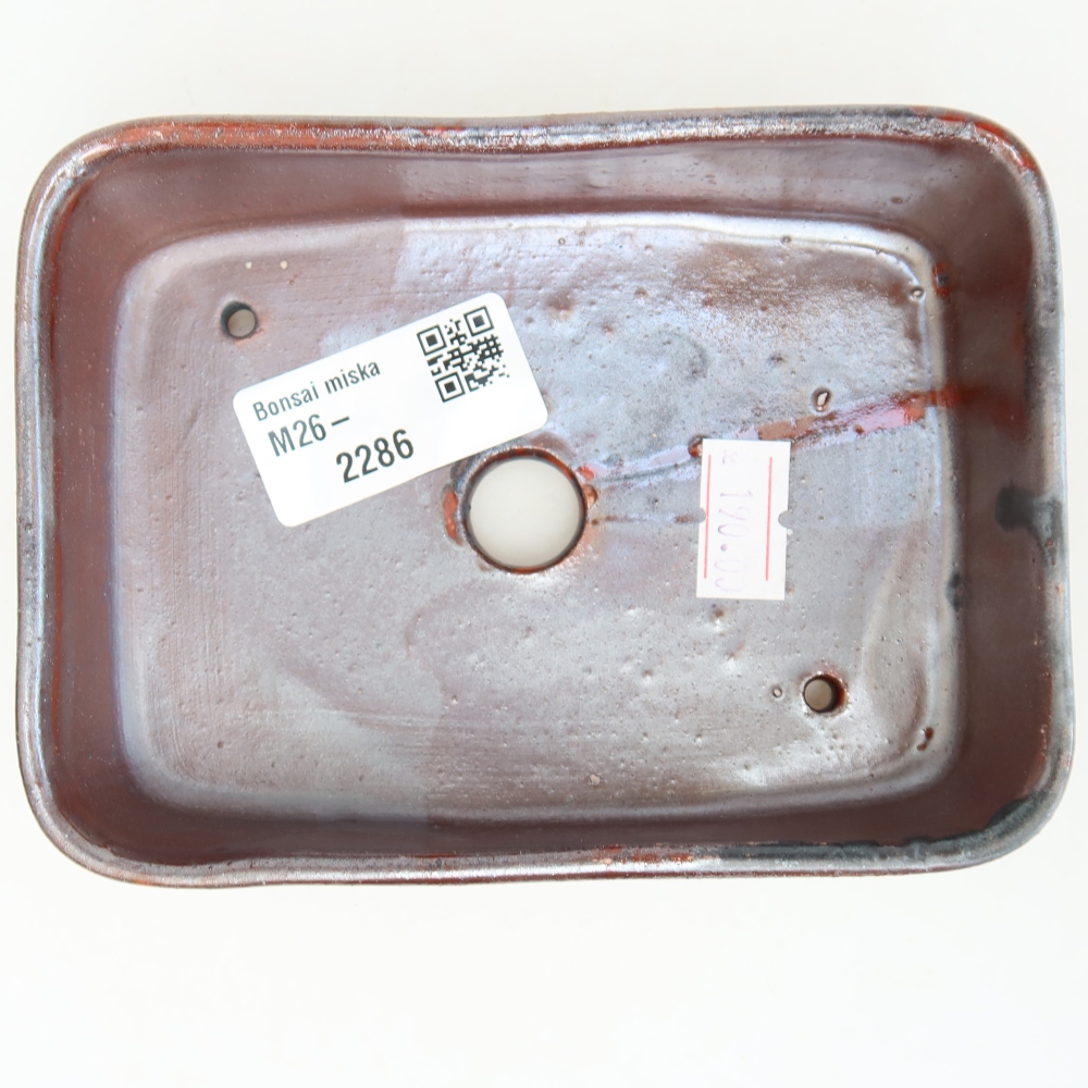 Ceramic bonsai pot, 13 x 9.5 x 3.5 cm, metallic color
