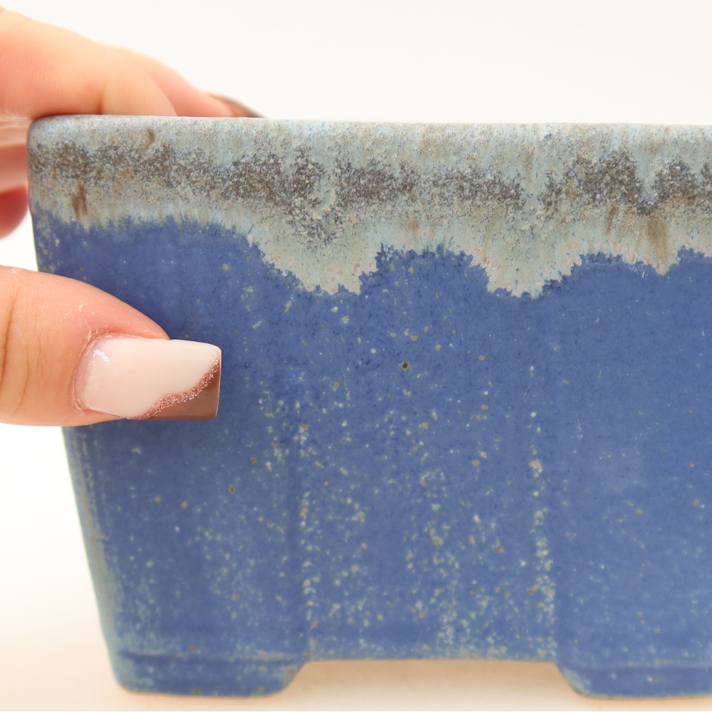 Ceramic bonsai pot, 11.5 x 11.5 x 9 cm, blue