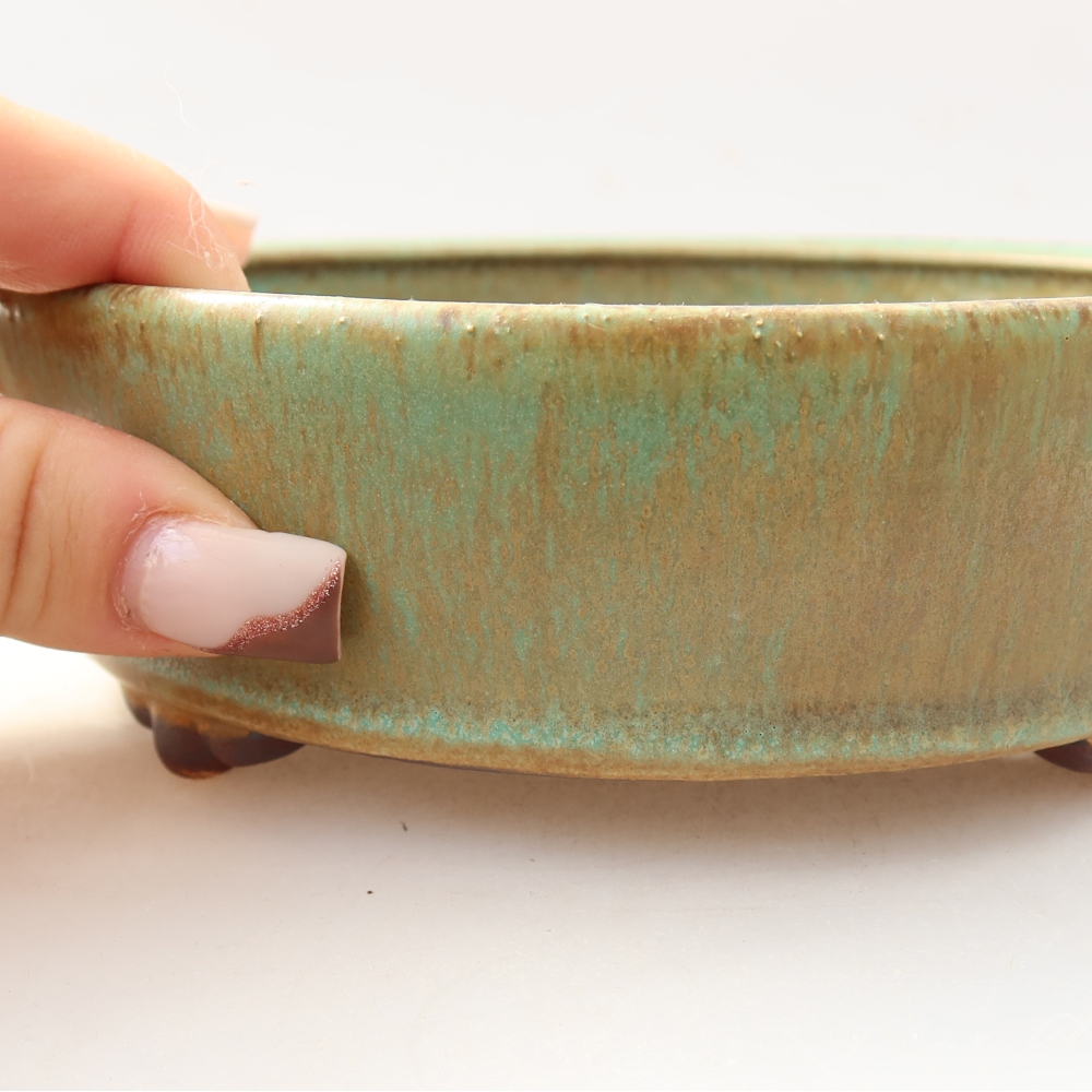 Ceramic bonsai bowl 15,5 x 15,5 x 5 cm, green
