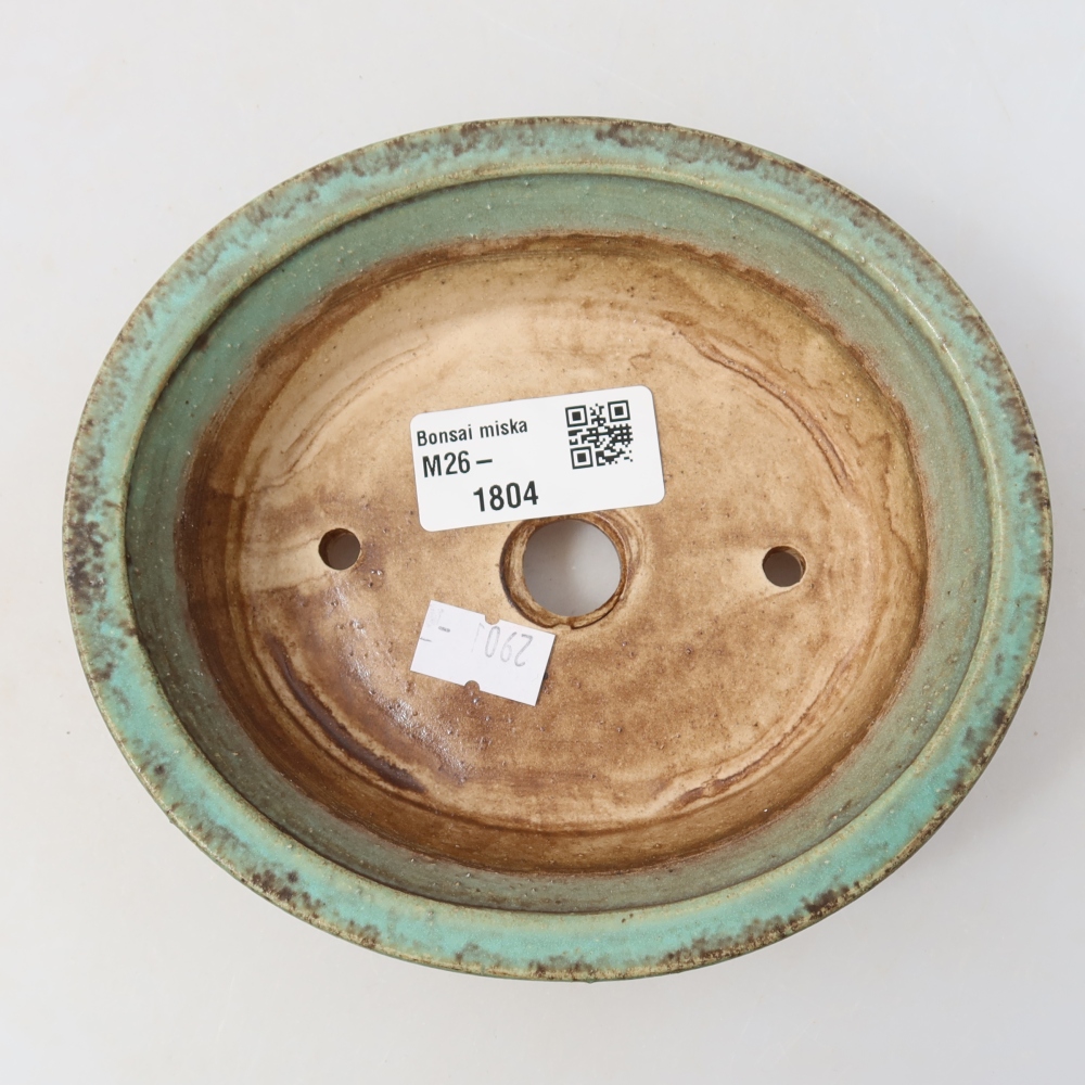 Ceramic bonsai bowl 14,5 x 12,5 x 4 cm, green