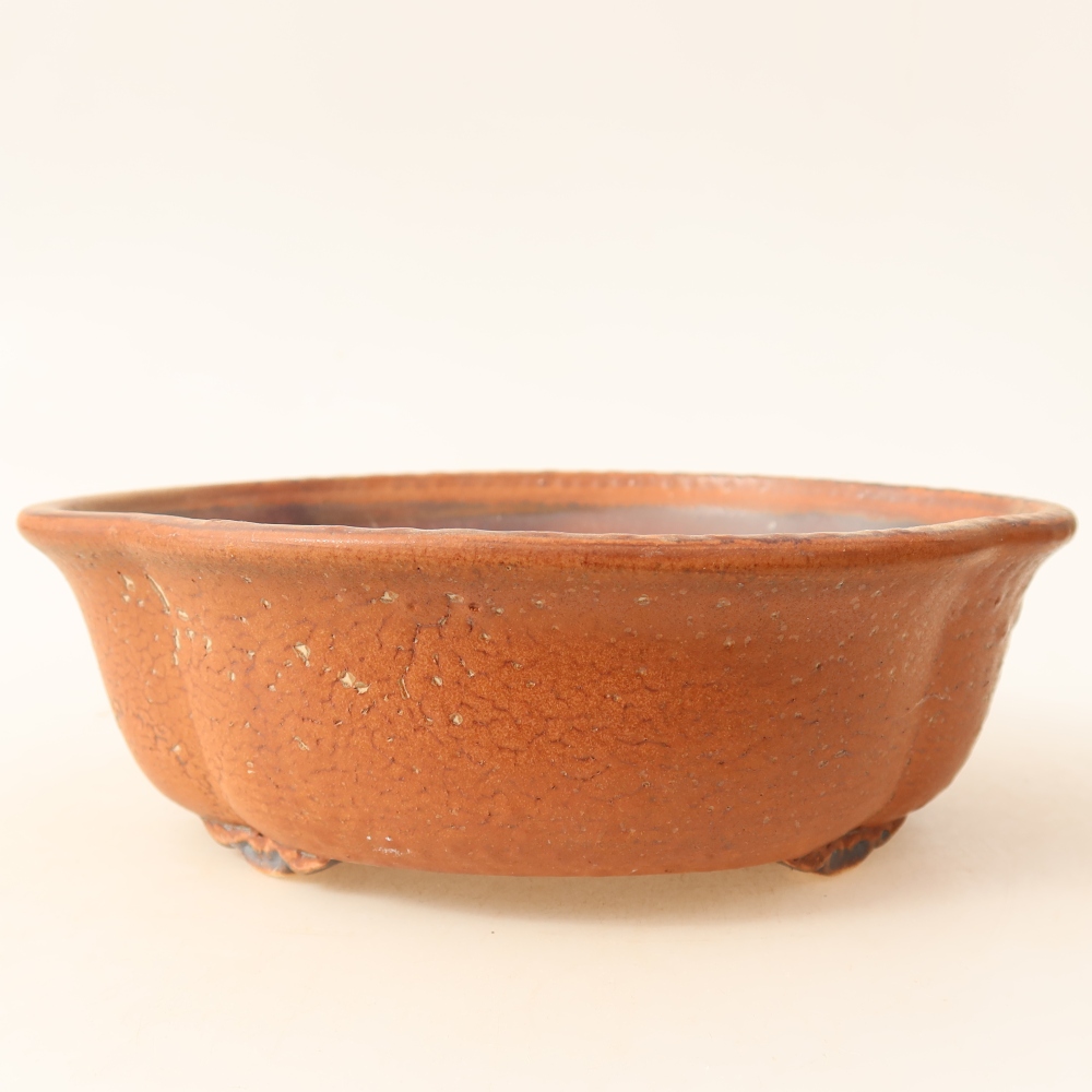Ceramic bonsai pot, 18.5 x 16.5 x 6 cm, brown