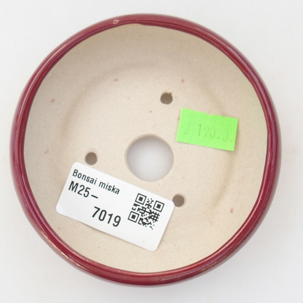 Ceramic bonsai bowl 9 x 9 x 2,5 cm, colour burgundy