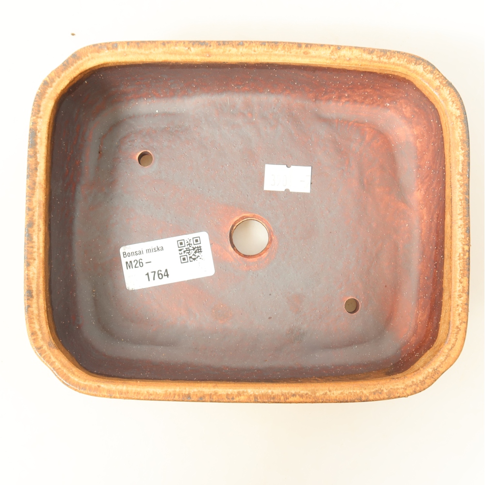Ceramic bonsai pot, 17.5 x 14 x 5 cm, brown