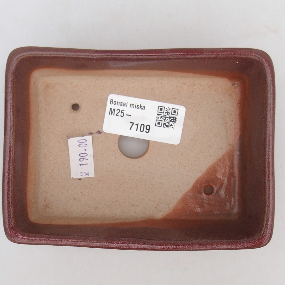 Ceramic bonsai bowl 11,5 x 9,5 x 6 cm, colour burgundy
