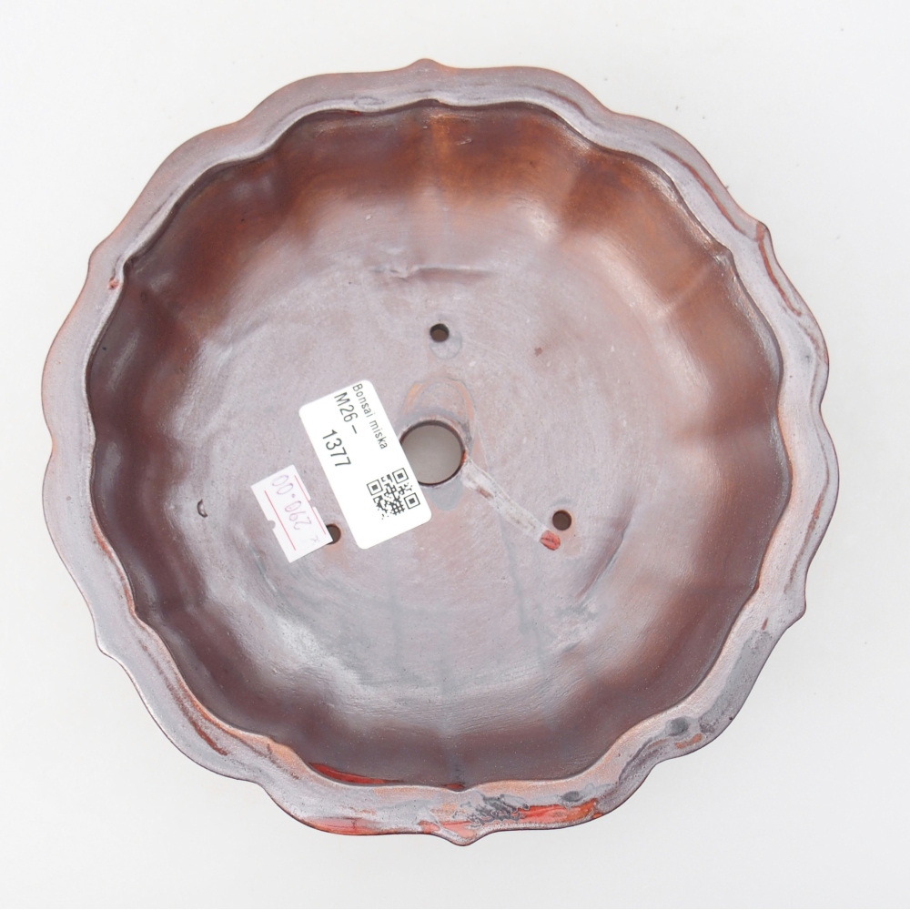 Ceramic bonsai bowl 18 x 18 x 5 cm, metallic red