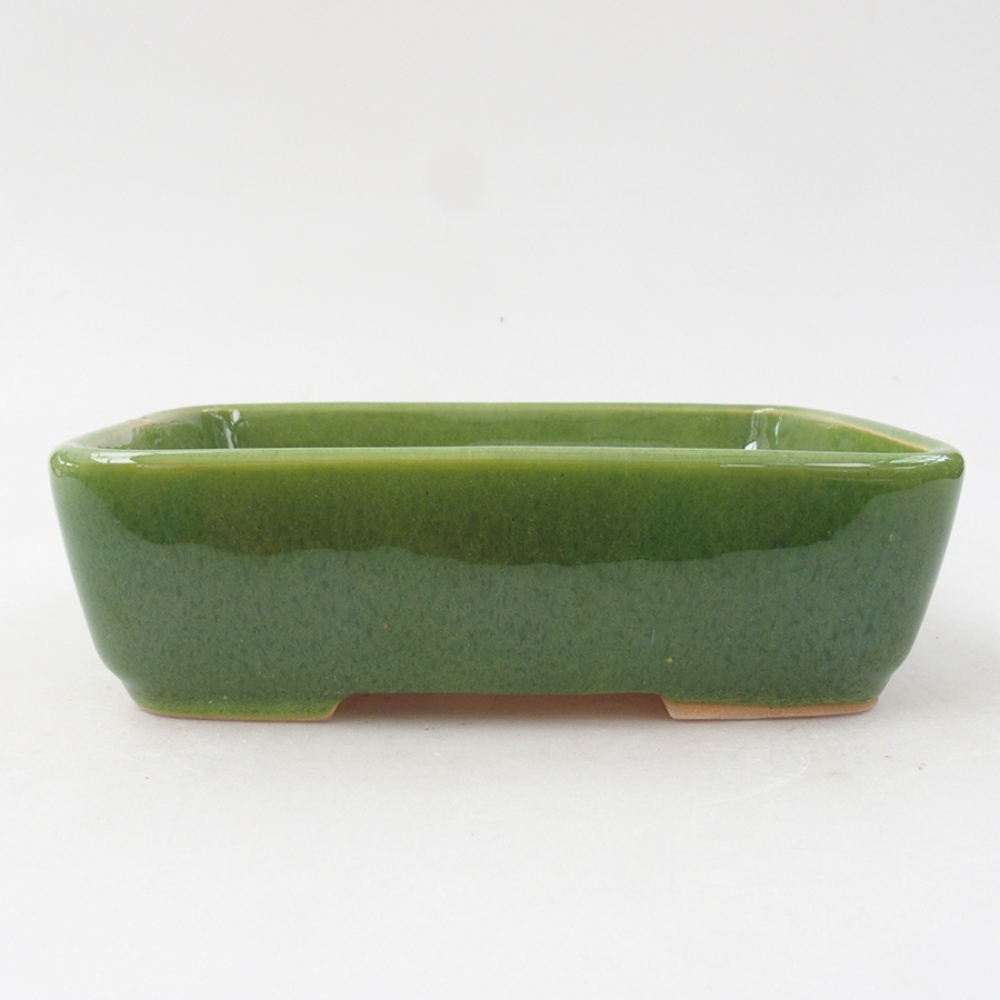 Ceramic bonsai bowl 15 x 12 x 4,5 cm, color green
