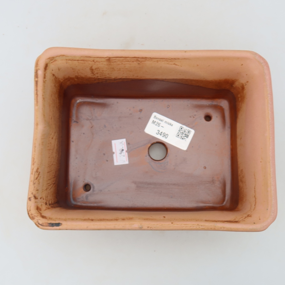 Ceramic bonsai pot, 18 x 13.5 x 7.5 cm, pink