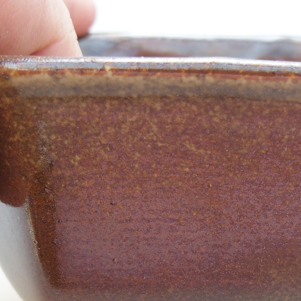 Ceramic bonsai bowl 10 x 10 x 6 cm, brown