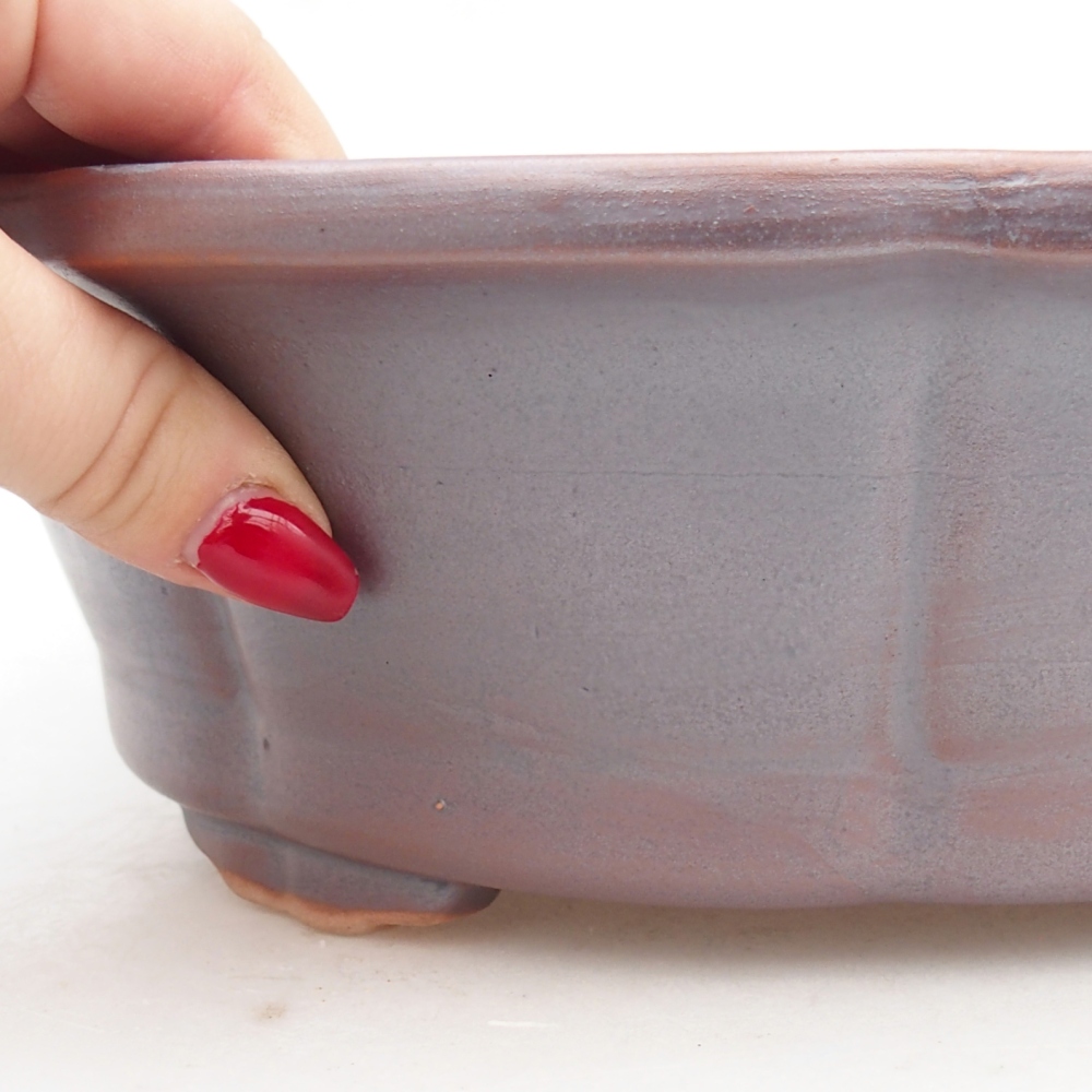 Ceramic bonsai bowl 26,5 x 26,5 x 8,5 cm, metal colour
