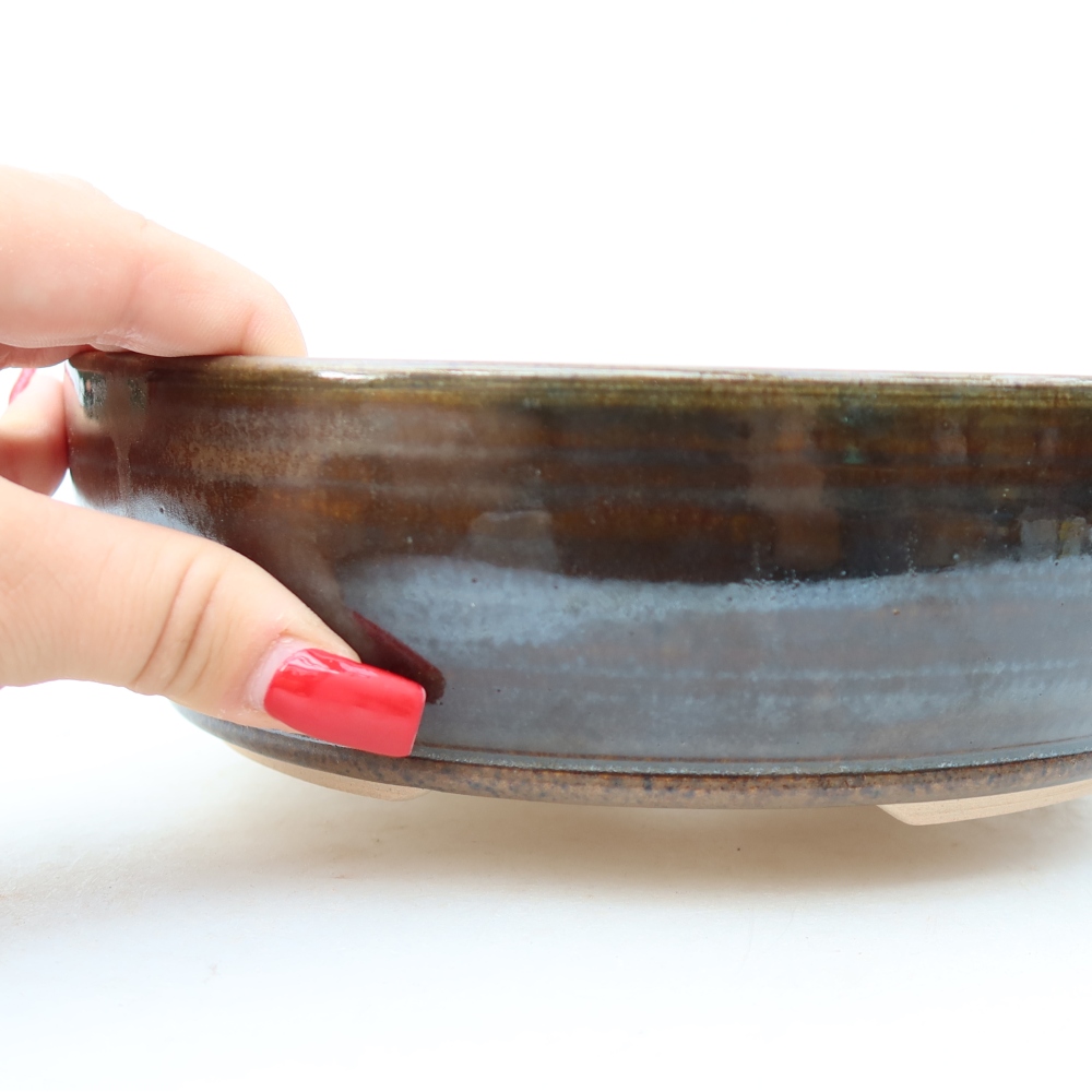Ceramic bonsai bowl 20 x 20 x 6 cm, brown