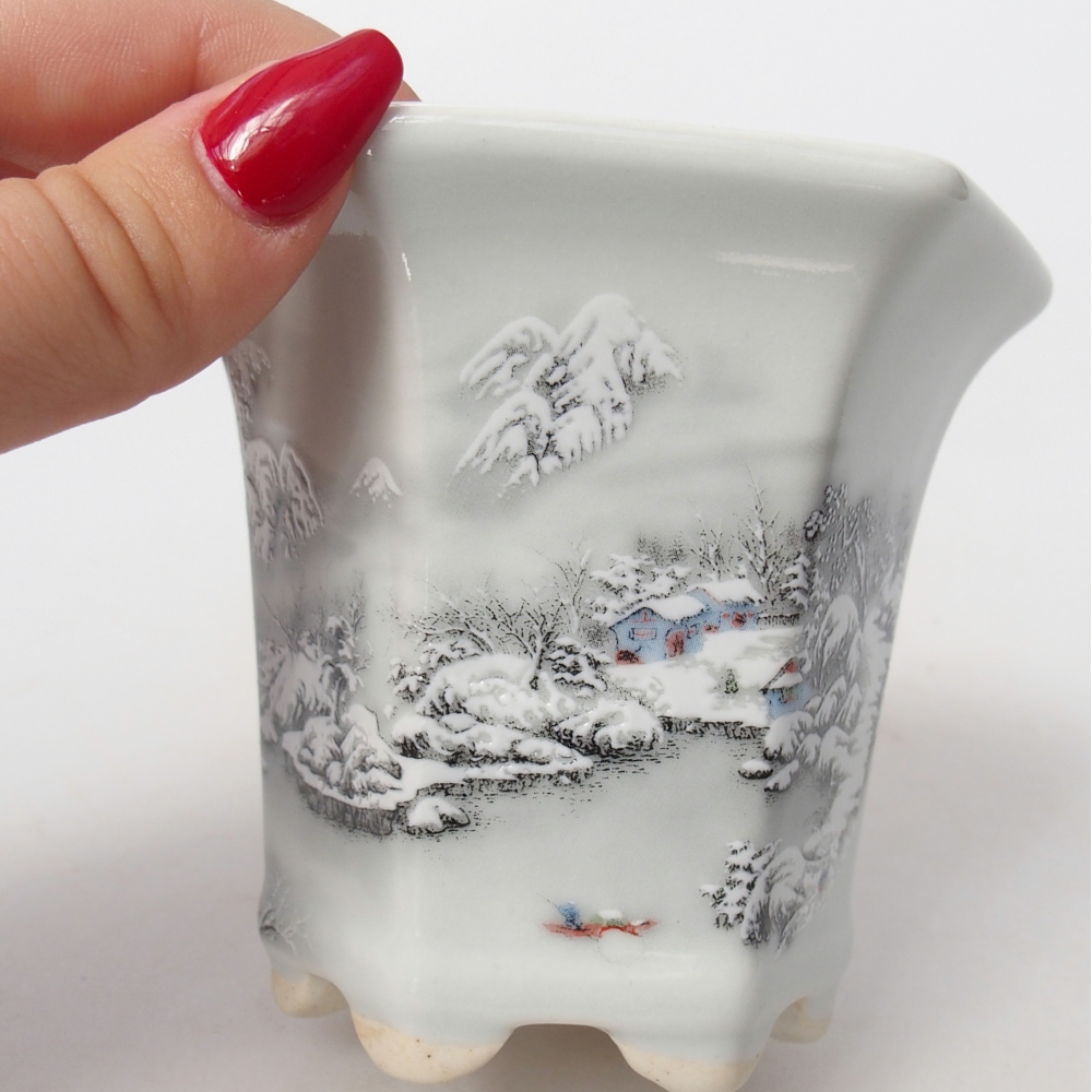 Ceramic bonsai bowl 10 x 9 x 9 cm, colour white