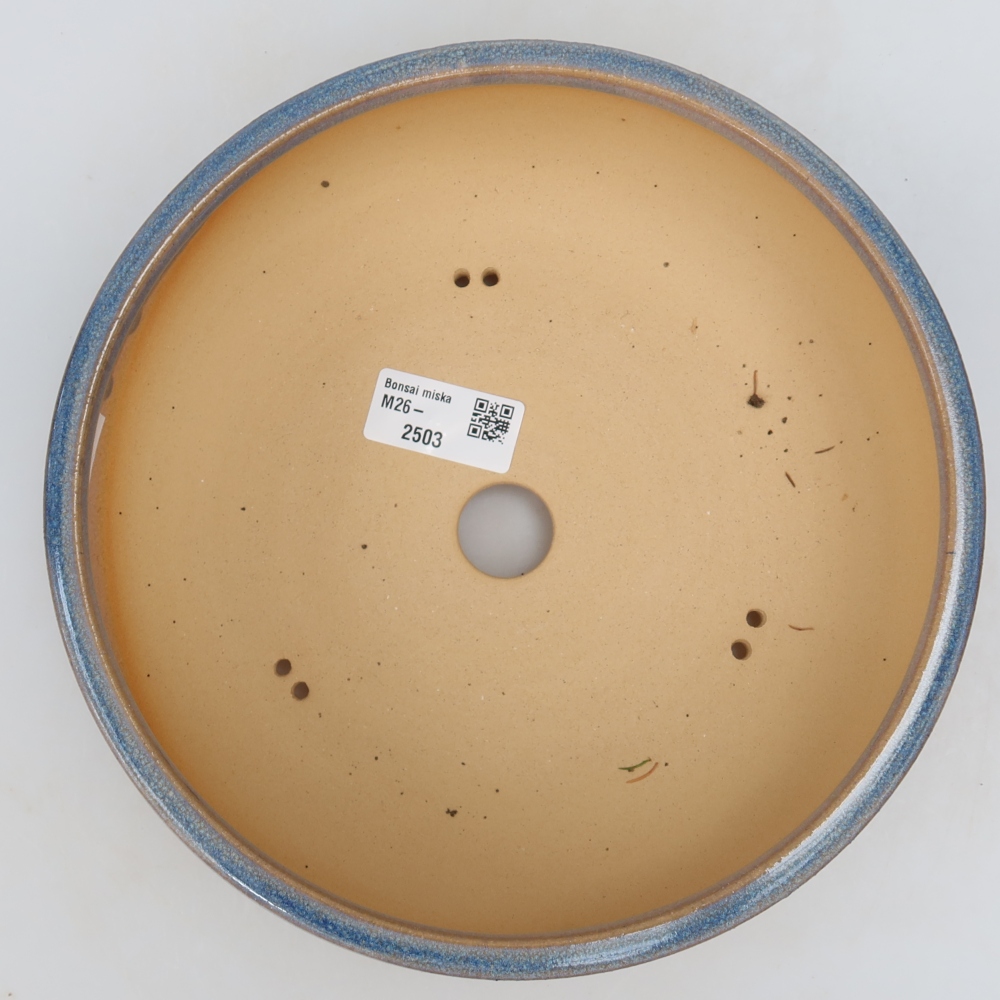 Ceramic bonsai pot, 21.5 x 21.5 x 7 cm, blue