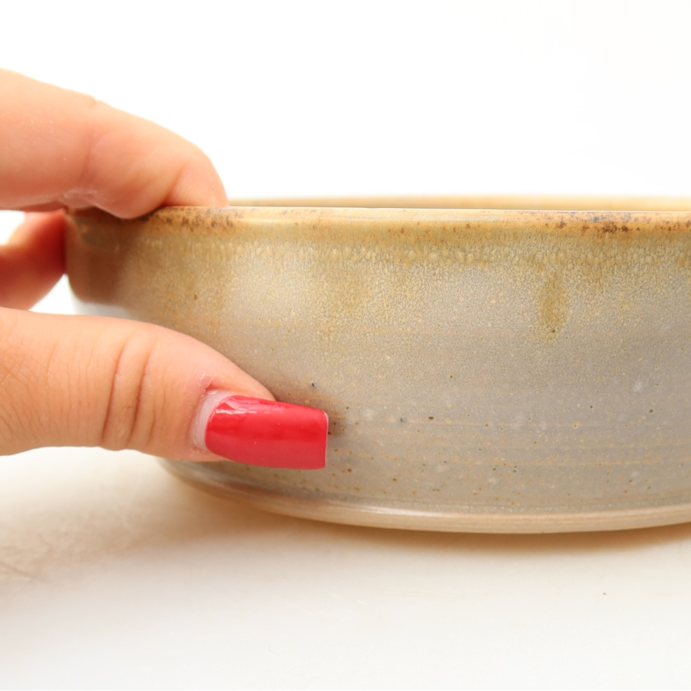 Ceramic bonsai pot, 17.5 x 17.5 x 5.5 cm, beige