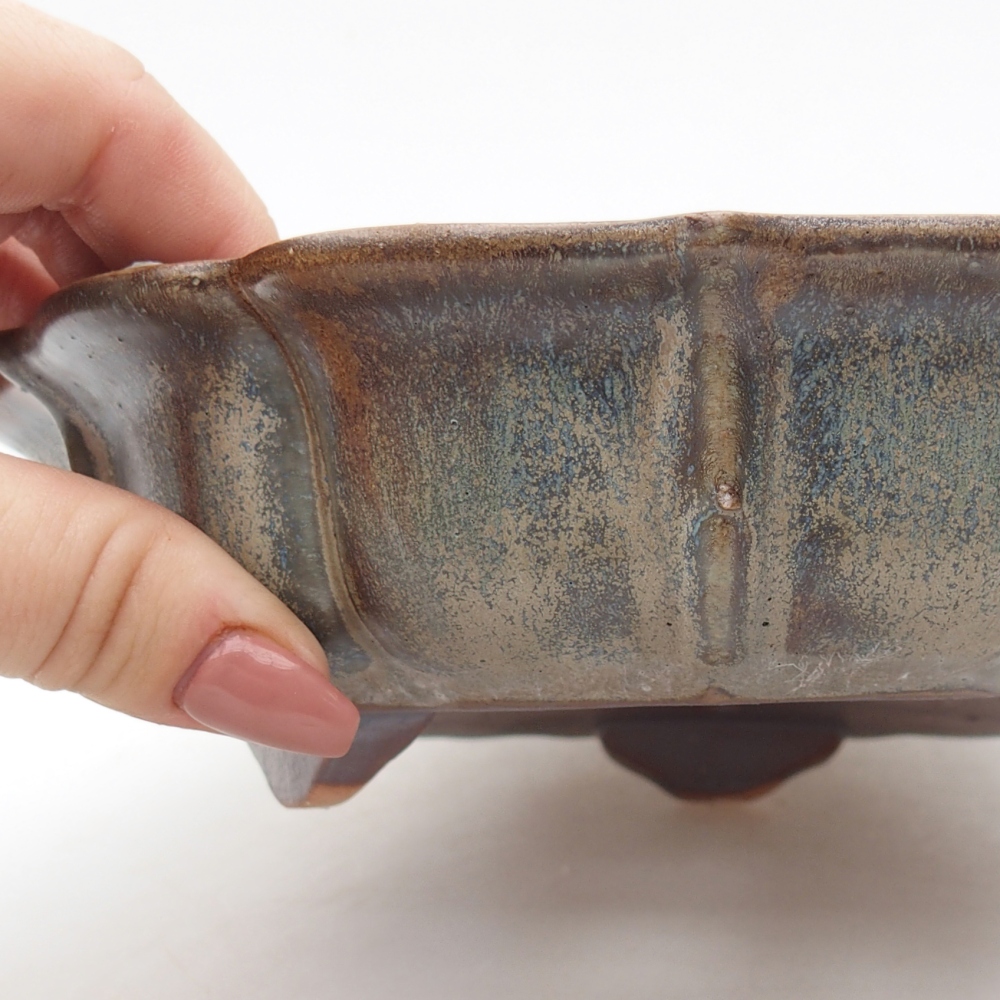 Ceramic bonsai bowl 18 x 18 x 5 cm, blue-grey