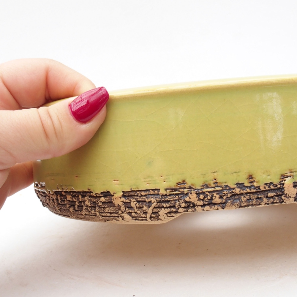 Ceramic bonsai bowl 20,5 x 20,5 x 5,5 cm, color green