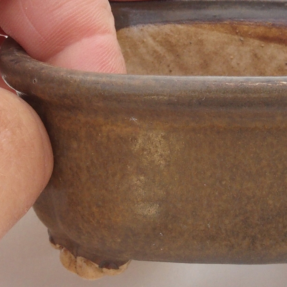 Ceramic bonsai bowl 7,5 x 7,5 x 3,5 cm, color brown