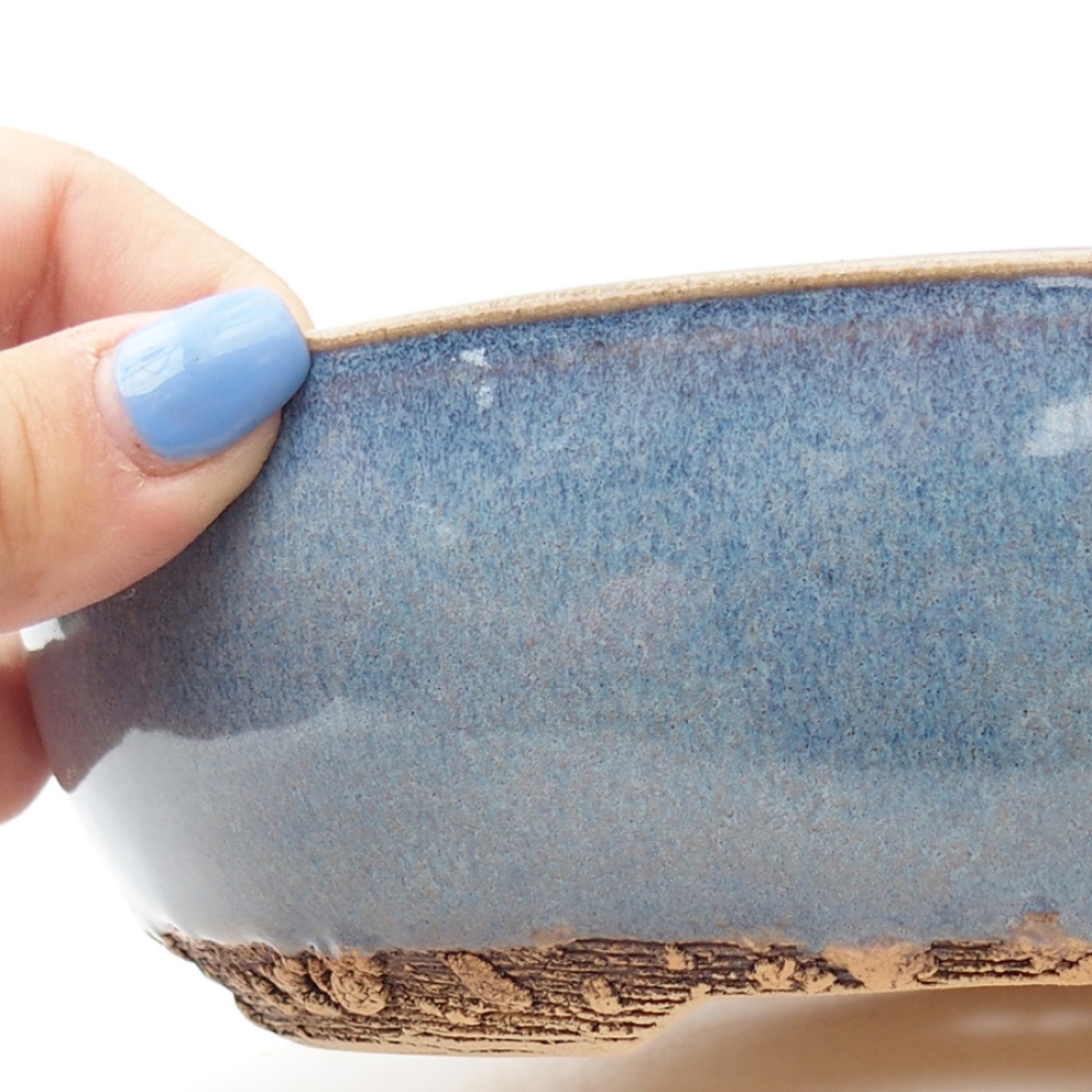 Ceramic bonsai pot 18 x 18 x 5.5 cm, blue