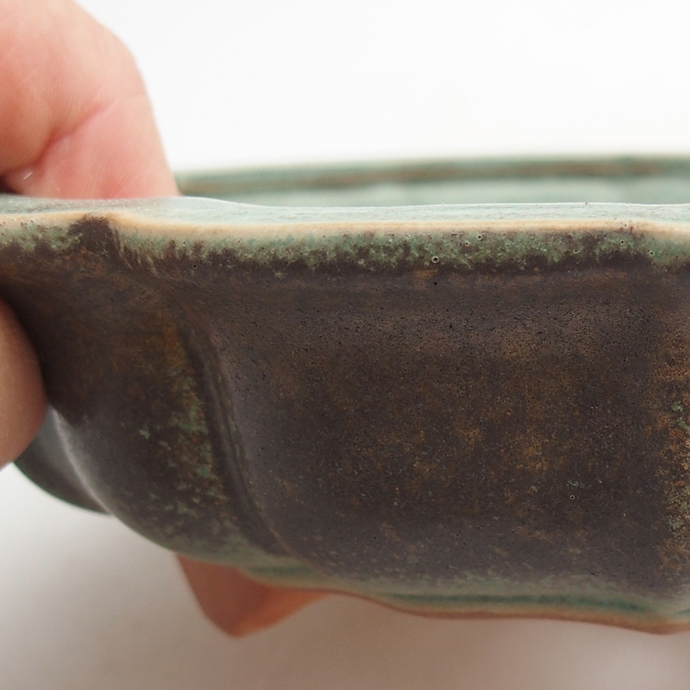 Ceramic bonsai bowl 18 x 18 x 4,5 cm, green