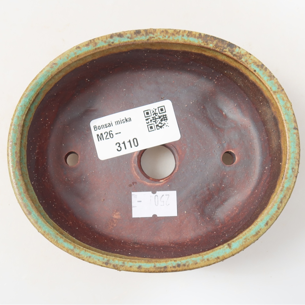 Ceramic bonsai pot, 12 x 10.5 x 4 cm, green