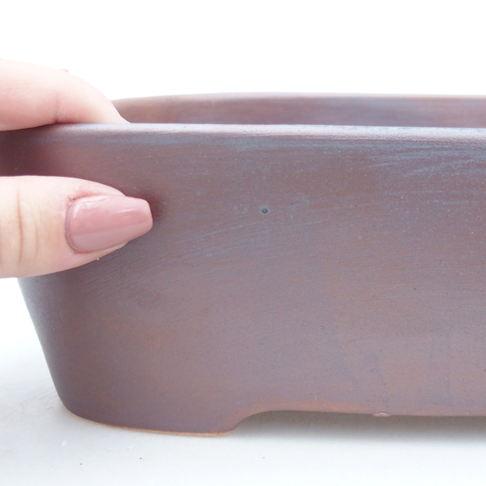 Ceramic bonsai bowl 23,5 x 18 x 7,5 cm, metal colour