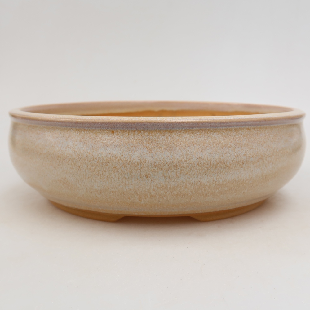 Ceramic bonsai pot, 22.5 x 22.5 x 6.5 cm, beige