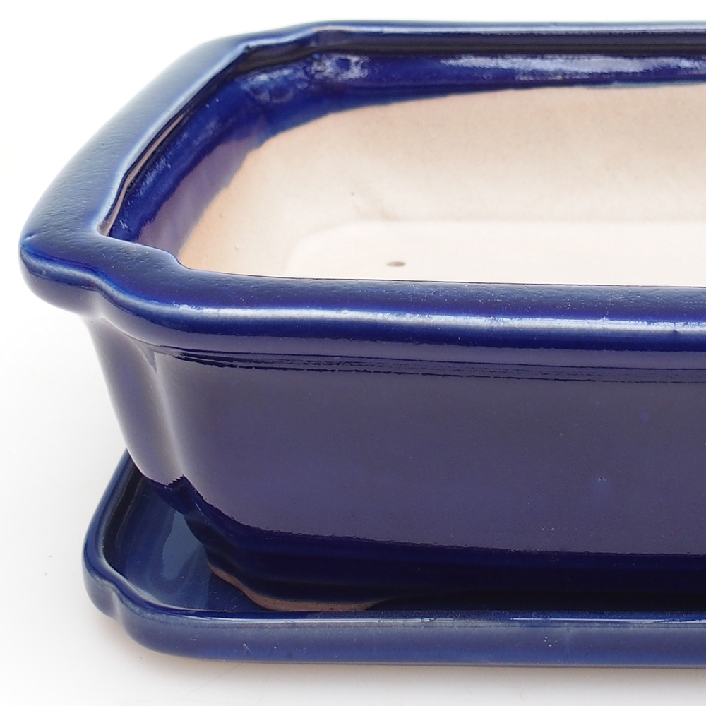 Bonsai bowl + saucer H20 - 26,5 x 21,5 x 6,5 cm. - blue