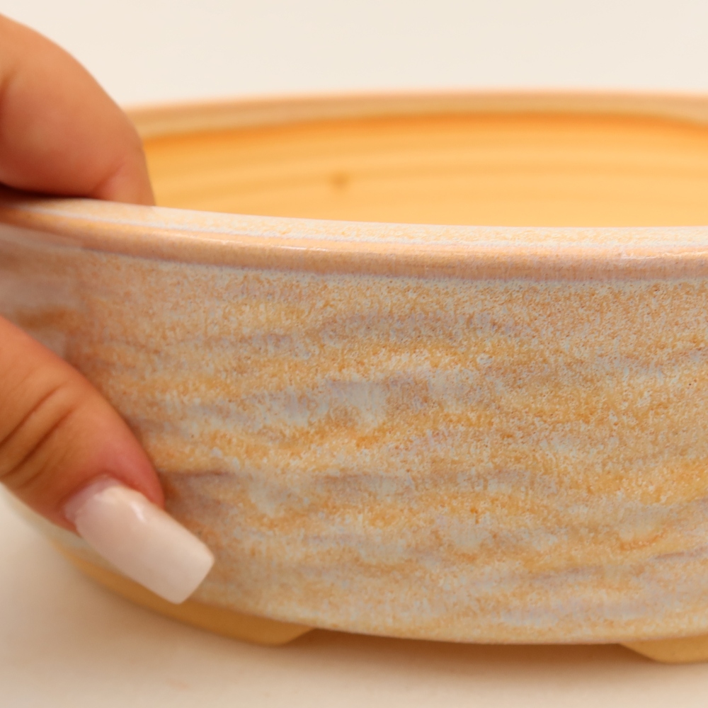 Ceramic bonsai pot, 27 x 27 x 7 cm, beige