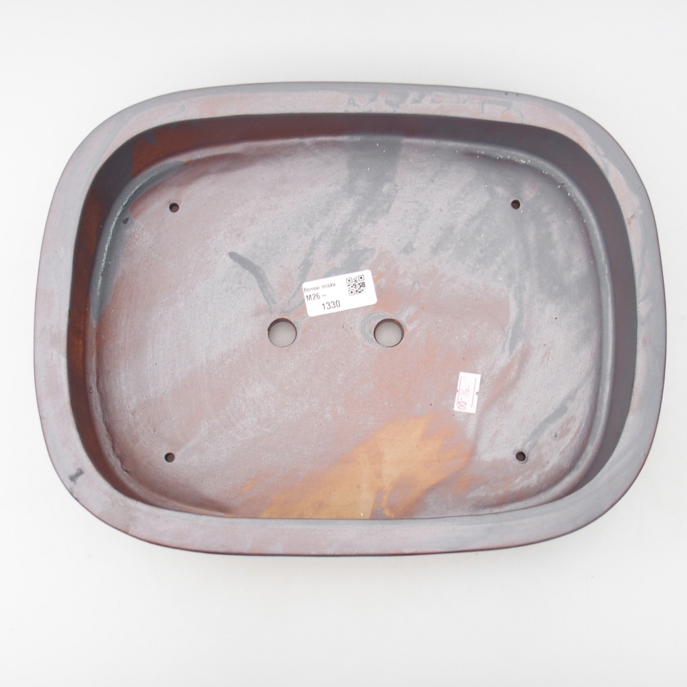 Ceramic bonsai bowl 32 x 24,5 x 6,5 cm, metal colour